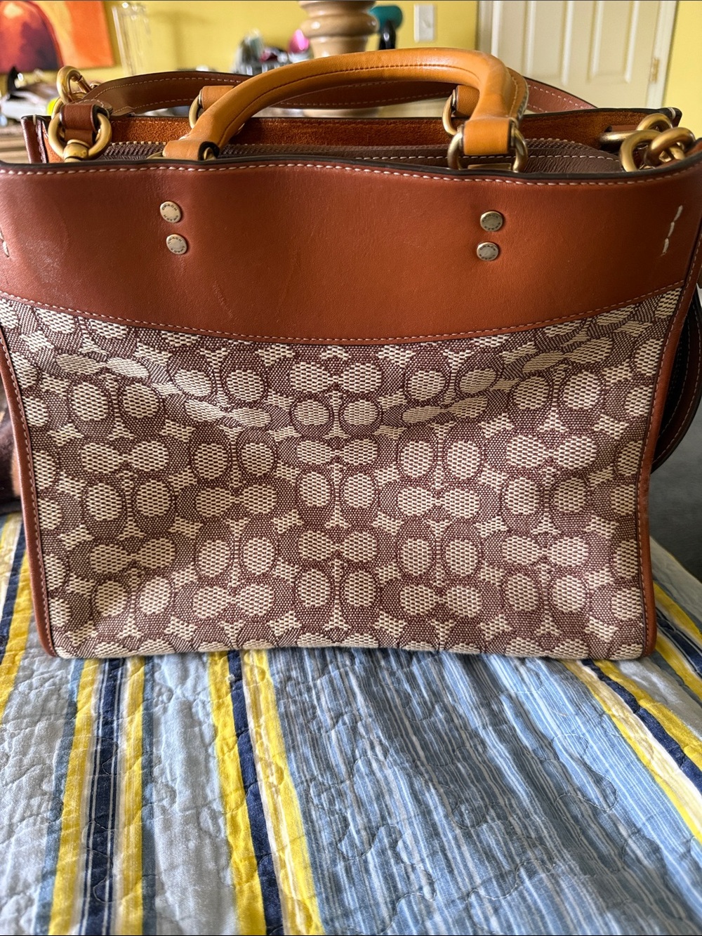 Coach Patterned Brown & Tan Shoulder Bag